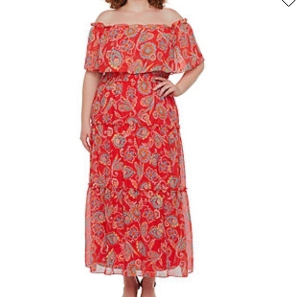 RABBIT RABBIT RABBIT Red Floral Tiered Maxi Dress Size 8P NEW - Picture 10 of 11